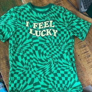 I Feel Lucky Green Graphic Kids Tee size 14-16